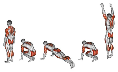 Burpees đẩy nhịp tim chạm ngưỡng đốt mỡ tối đa.
